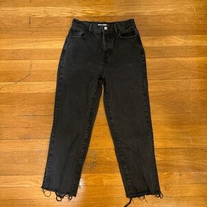 High waisted Straight leg black jeans